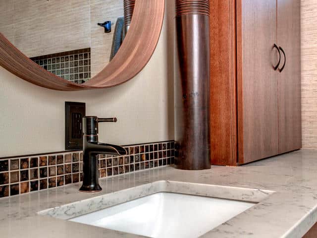 Bathroom faucet with tile backsplash Bathroom faucet with tile backsplash