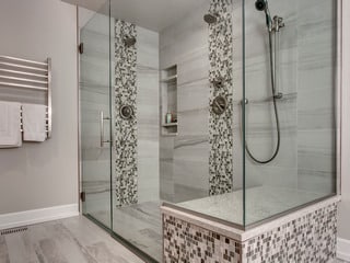Master bathroom shower mosaic tile